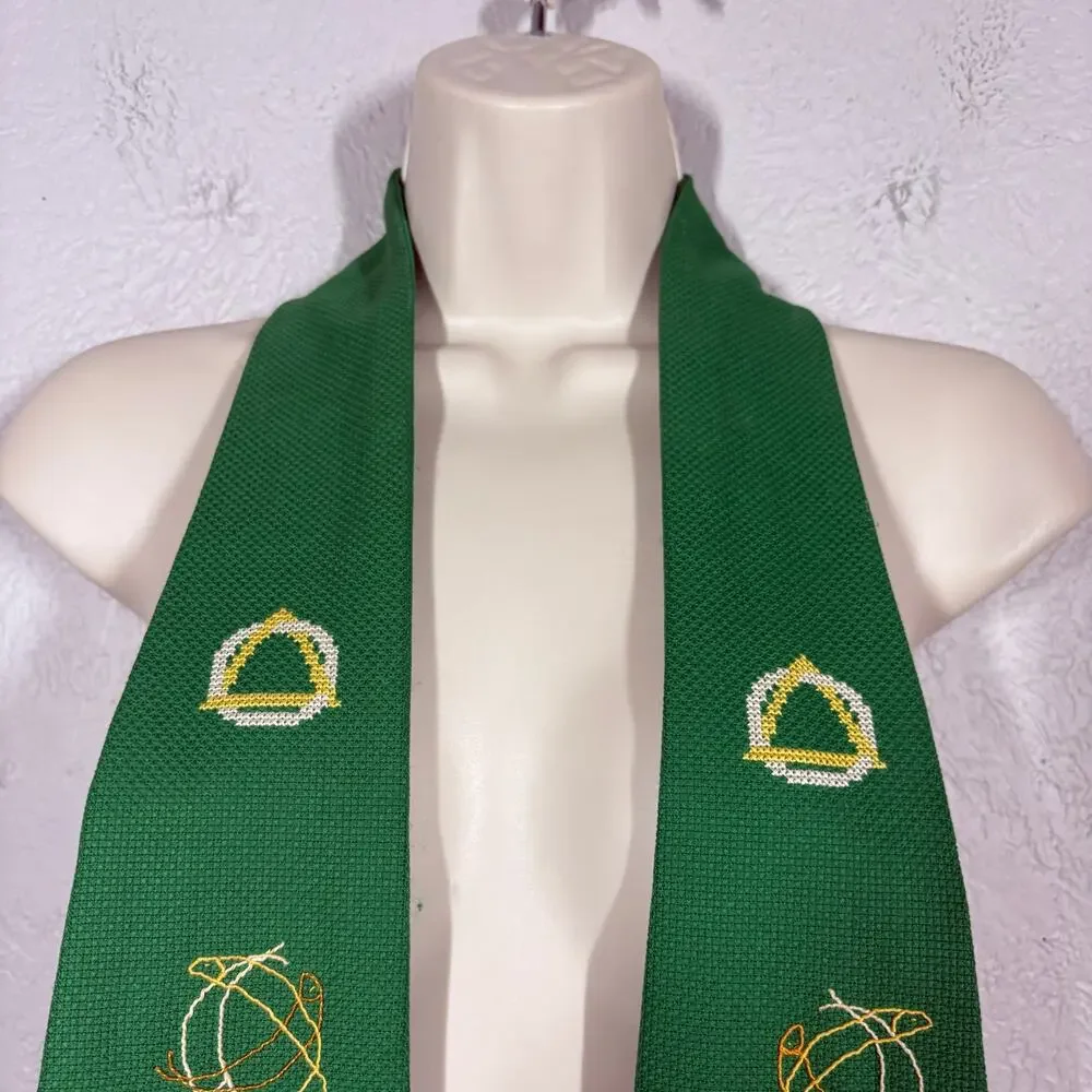 Celtic Stole Graduation Clergy Overlay Knit Fringe Scarf Green Gold